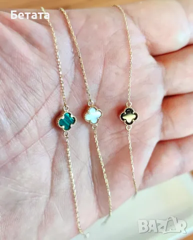 Гривна с детелина, гривна с детелина Ван Клееф 14 карата злато, снимка 8 - Гривни - 48114611