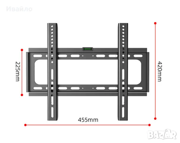 Стойка за телевизор, универсална, 26-65 инча, VESA 100x100-400x400, черна, 40 кг, снимка 2 - Стойки, 3D очила, аксесоари - 48555992