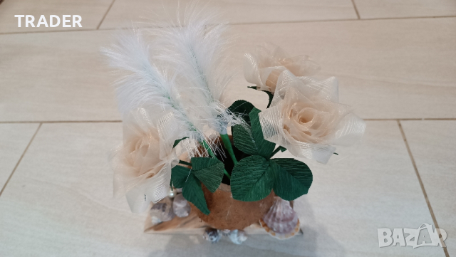 ваза с рози и кокос море сувенир, декорация подарък, снимка 9 - Декорация за дома - 22703256