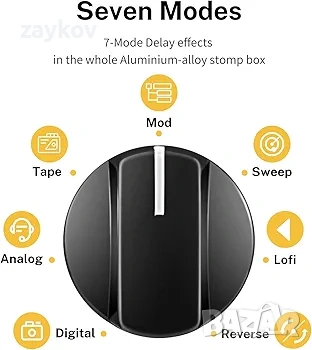 Donner Echo Square Delay педал – 7-режимен цифров Delay за електрическа китара, снимка 2 - Китари - 53134635