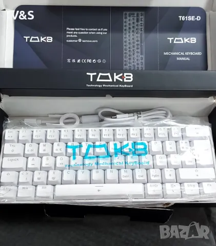  Геймърска клавиатура TMKB60 процента, ултракомпактна LED подсветка, 68 клавиша, механична клавиатур, снимка 12 - Геймърски - 48170189