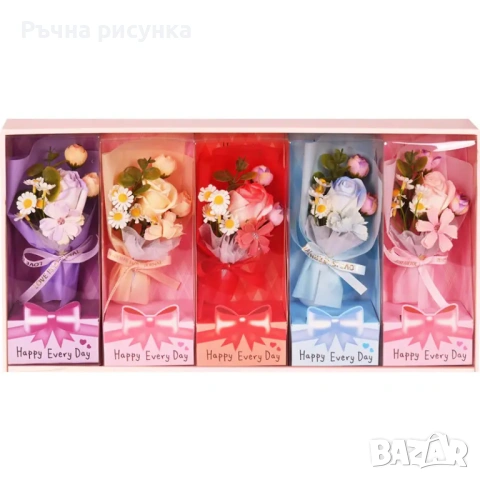 Готови букети със сапунени рози ,цена 10лв/5.11евро,изпращам веднага!, снимка 3 - Декорация за дома - 48738756