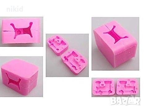 3D 2 части за дървено влакче влак силиконов молд форма декор украса фондан торта, снимка 3 - Форми - 23043178