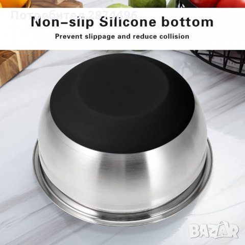 3155 Метални купи за разбъркване със силиконово дъно, снимка 6 - Съдове за готвене - 35725650