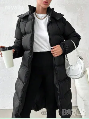 Черно Дълго дамско яке със силиконова вата, снимка 3 - Якета - 49179634
