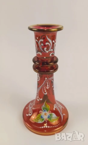 Ръчно рисуван стъклен свещник