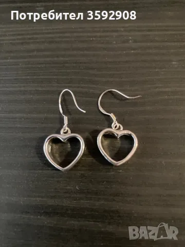 Сребърни обеци сърце, снимка 2 - Обеци - 50386015