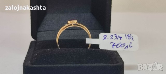 Златен пръстен с естествен Аметист-2,23гр/18кр, снимка 4 - Пръстени - 40575123