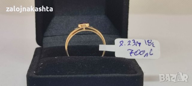Златен пръстен с естествен Аметист-2,23гр/18кр, снимка 4 - Пръстени - 40575123