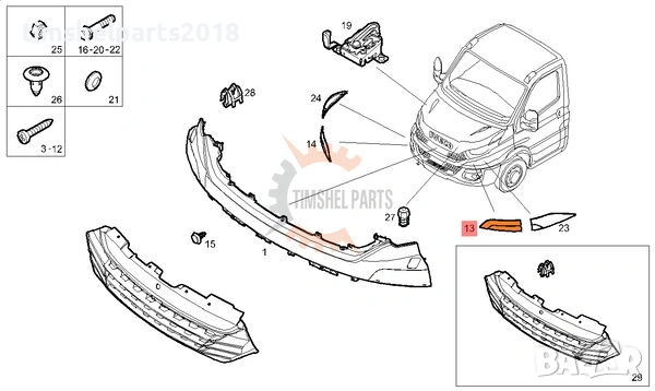Лайсна под фар за Iveco Daily 2014-2019 год. - Шофьорска страна, снимка 2 - Части - 53048771