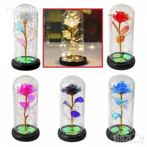 Светеща роза в стъкленица, снимка 2 - Романтични подаръци - 35668744