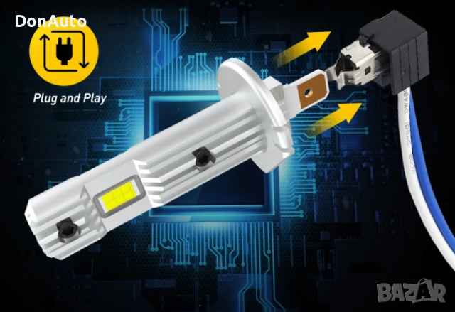 H1 LED Крушки за Фарове 6500К, снимка 3 - Аксесоари и консумативи - 53135528