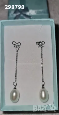 Уникални обеци от естествени перли и сребро розови,бяли и черни, снимка 7 - Обеци - 43438478