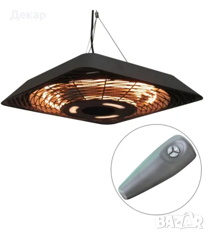 Таванен нагревател с  5 режима ,за вътрешен двор с дистанционно управление LED светлина . Черен , снимка 8 - Отоплителни печки - 48550418