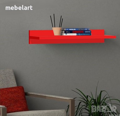 Полица (Етажерка, Лавица) за стена - Червен Гланц