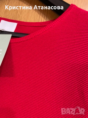Червена рипсена рокля H&M - 2XL, снимка 7 - Рокли - 52448199
