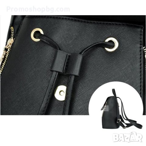 Дамска раница Carla, еко кожа, черна, снимка 6 - Раници - 41396860