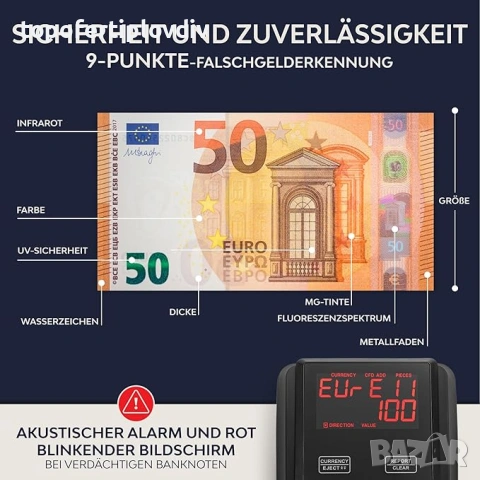 Детектор за пари/ банкноти ZENACASA,Гаранция, снимка 3 - Друга електроника - 53654670