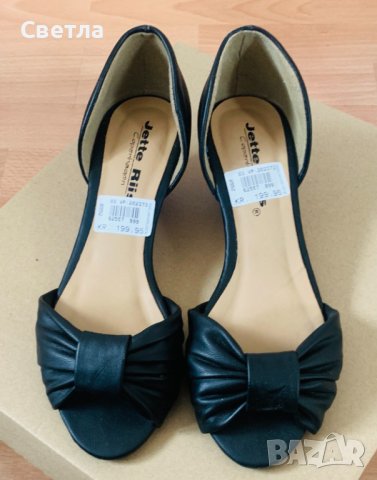 Обувки нови, Gette riis copenhagen, черни, кожа, с етикет,№ 38, стелка 24 см, платформа-отзад 4 см, снимка 2 - Дамски обувки на ток - 42629219