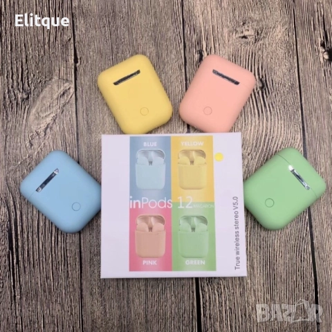 Безжични слушалки Inpods i12 TWS с цветен дизайн и управление чрез докосване, снимка 2 - Други стоки за дома - 52889197