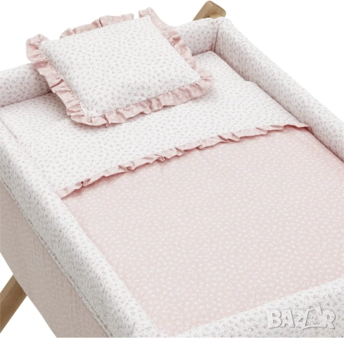 Детска/Бебешка Люлка/Легло Дървена Cambrass Wooden Mini Cradle Liberty Pink/Natural 55×87×74 см! , снимка 2 - Детски люлки - 52360689