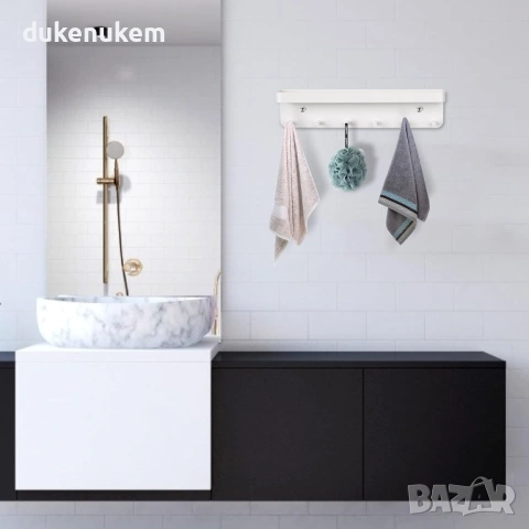 Стенна закачалка за ключове с рафт от неръждаема стомана – 6 куки, снимка 6 - Други стоки за дома - 53121229