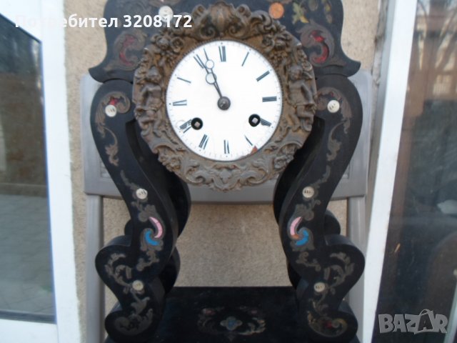 Портален Френски Часовник/19век,Дърво/Интарзия-Работи, снимка 3 - Антикварни и старинни предмети - 35959204