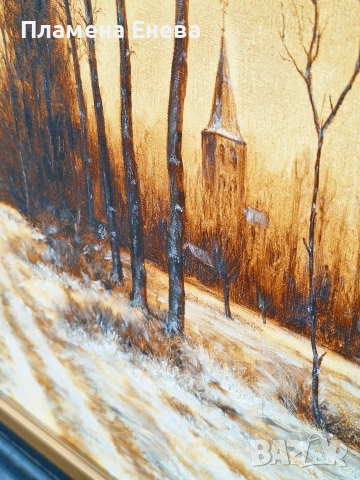 Зимен пейзаж-авторска картина , снимка 6 - Картини - 53123622