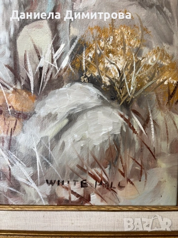 Ръчно рисувана картина на платно в масивна рамка, снимка 3 - Картини - 53825308