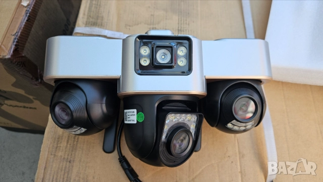 Тройна Wifi камера за видеонаблюдение с въртящи се странични обективи, снимка 3 - IP камери - 52242736