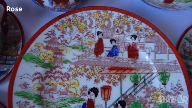 Стар японски костен порцелан тип "яйчена черупка". , снимка 10 - Сервизи - 52448477