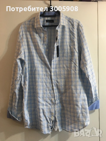 Риза Andrews Карирана 100 % памук бяло и небесно синьо,Smart Regular L, снимка 3 - Ризи - 53524919