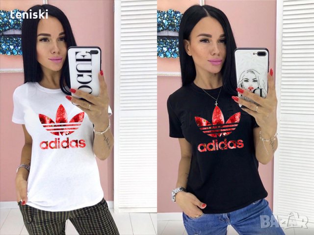  Дамска тениска ADIDAS принт нови модели,всички размери, снимка 2 - Тениски - 30056543