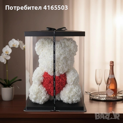 Мече от рози, 25см с подаръчна кутия в 3 цвята, снимка 6 - Декорация за дома - 53039269