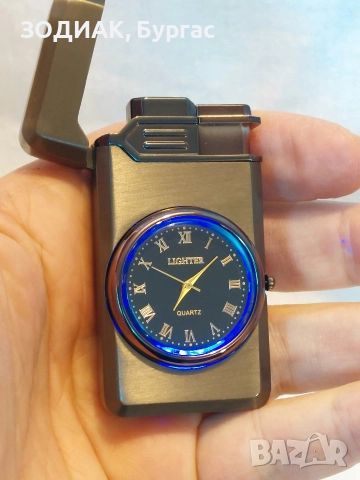 НОВА Газова Запалка с Часовник, снимка 2 - Запалки - 27496079