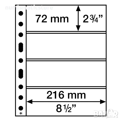 Leuchtturm Grande - 4C прозрачни листи- четири банкноти 216х72 мм /5 бр/