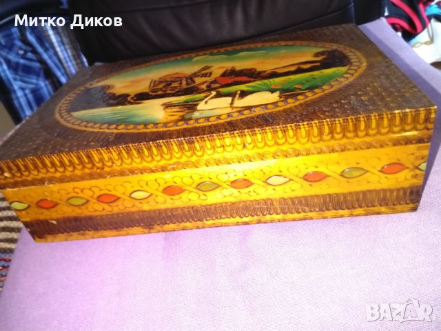 Дървена кутия голяма 279х179х77мм ръчно рисувана от соца отлична, снимка 3 - Декорация за дома - 41773093