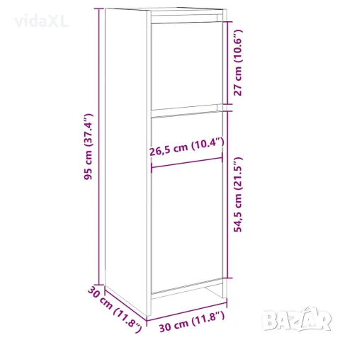 vidaXL Шкаф за баня, дъб сонома, 30x30x95 см, инженерно дърво, снимка 10 - Шкафове - 56148236