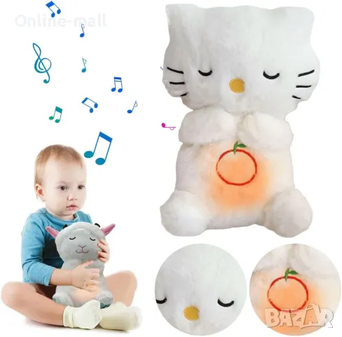Дишаща Плюшена играчка Коте с музика и светлина