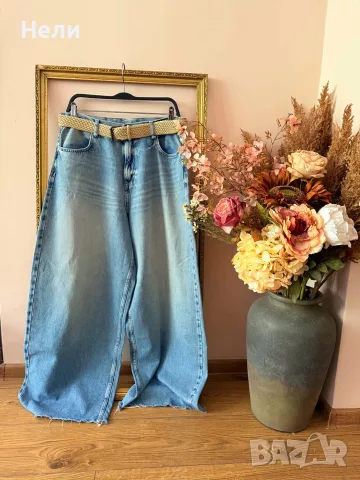 ZARA Дамски стилни широки дънки, снимка 9 - Дънки - 55993768