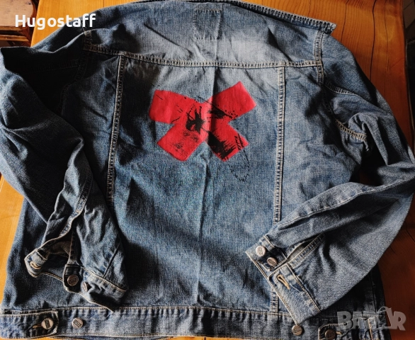 Мъжки оригинални винтидж маркови дънкови якета графити надписи М L Xl, снимка 3 - Якета - 43287814