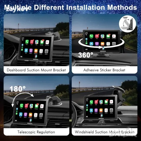 Безжичен Carplay сензорен екран с резервна камера - преносим Carplay и Android Auto стерео, снимка 6 - Аксесоари и консумативи - 48435561