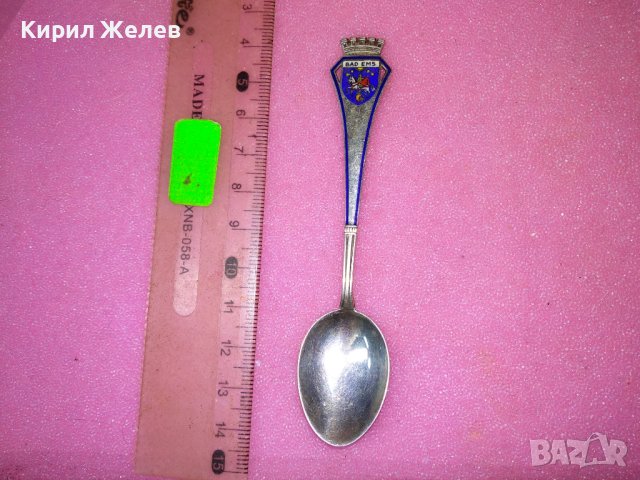 BAD EMS СТАРА НЕМСКА КОЛЕКЦИОНЕРСКА ЕМАЙЛИРАНА СРЕБЪРНА ЛЪЖИЧКА За КАФЕ СРЕБРО 800 RFK ПРОБА 42989, снимка 9 - Колекции - 44376185
