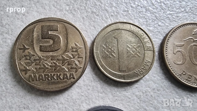 Финландия. Финланско пени и марка. 7 бройки., снимка 2 - Нумизматика и бонистика - 42361475