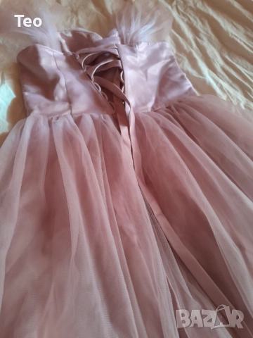 Официална дълга рокля, светло розово, тюл, снимка 14 - Рокли - 52931136