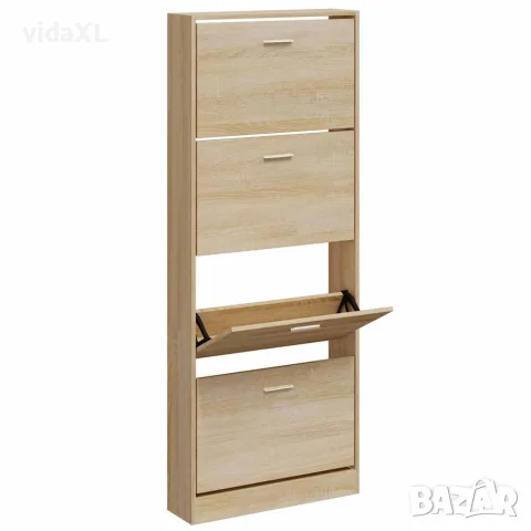 vidaXL Шкаф за обувки, дъб, 59x17x150 см, инженерно дърво, снимка 3 - Шкафове - 56147134