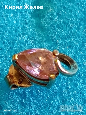 Изящни сребърни обеци елегантни с розов камък майсторска ръчна изработка 48944, снимка 3 - Обеци - 52625175