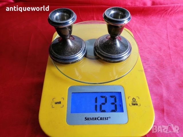 Комплект Английски СРЕБЪРНИ Свещници  123гр., снимка 7 - Антикварни и старинни предмети - 41823608