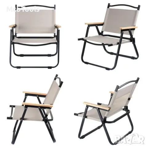 Къмпинг стол сгъваем от плат - Бежов, снимка 4 - Къмпинг мебели - 47782985