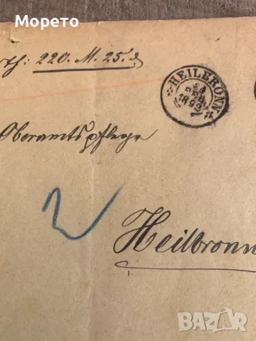 Рядък пътувал плик от Германия(Вюртенберг)-1892год.-2, снимка 4 - Филателия - 48834355